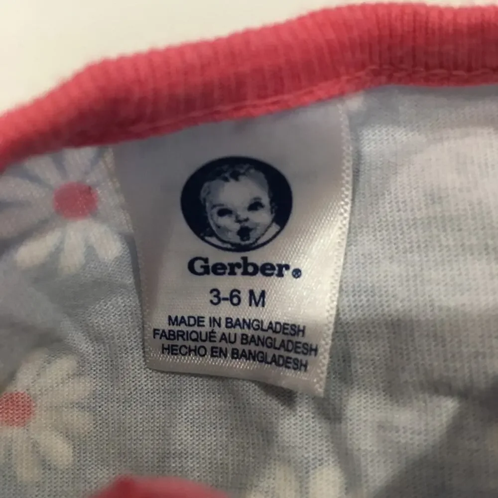Gerber Baby Girl Sleeper Sz 3-6m Blue Floral Romper One Piece